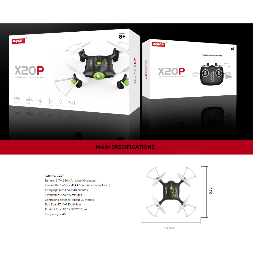 
                  
                    Syma Mini Quadcopter X20P 4 CHANNEL-Syma-ProHobbies
                  
                