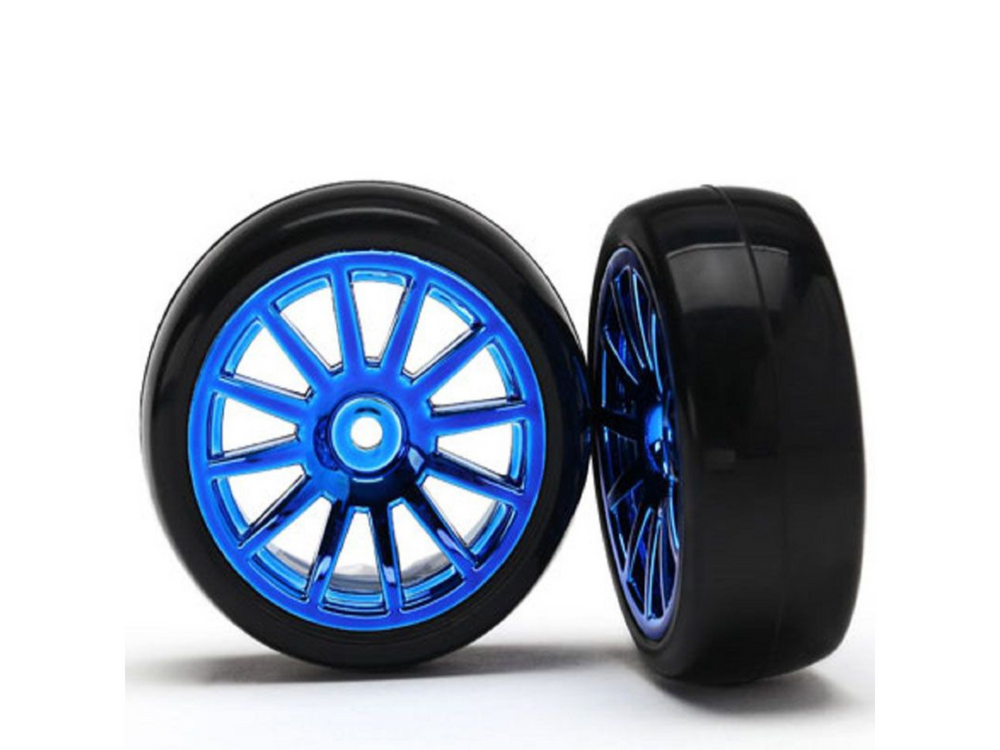 TRAXXAS 12-SP BLUE WHEELS SLICK TIRES-Louise-ProHobbies