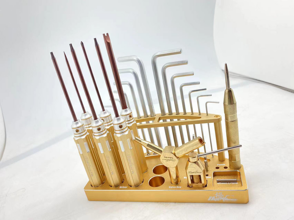 
                  
                    Heavy Duty Gold Tool Set & Stand
                  
                