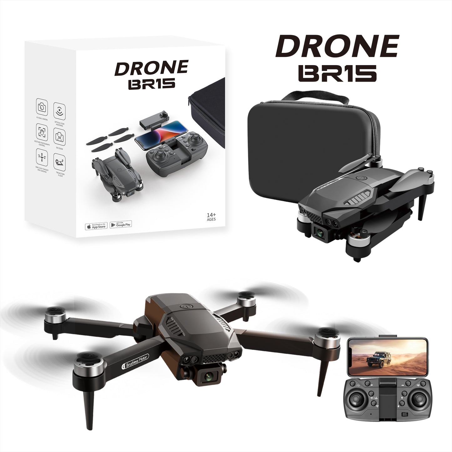 
                  
                    BR 15  RC Folding Drone+Double camera+4K Camera+Brushless Motor 2.4G
                  
                